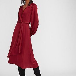 Express Satin Twist Front Midi Dress